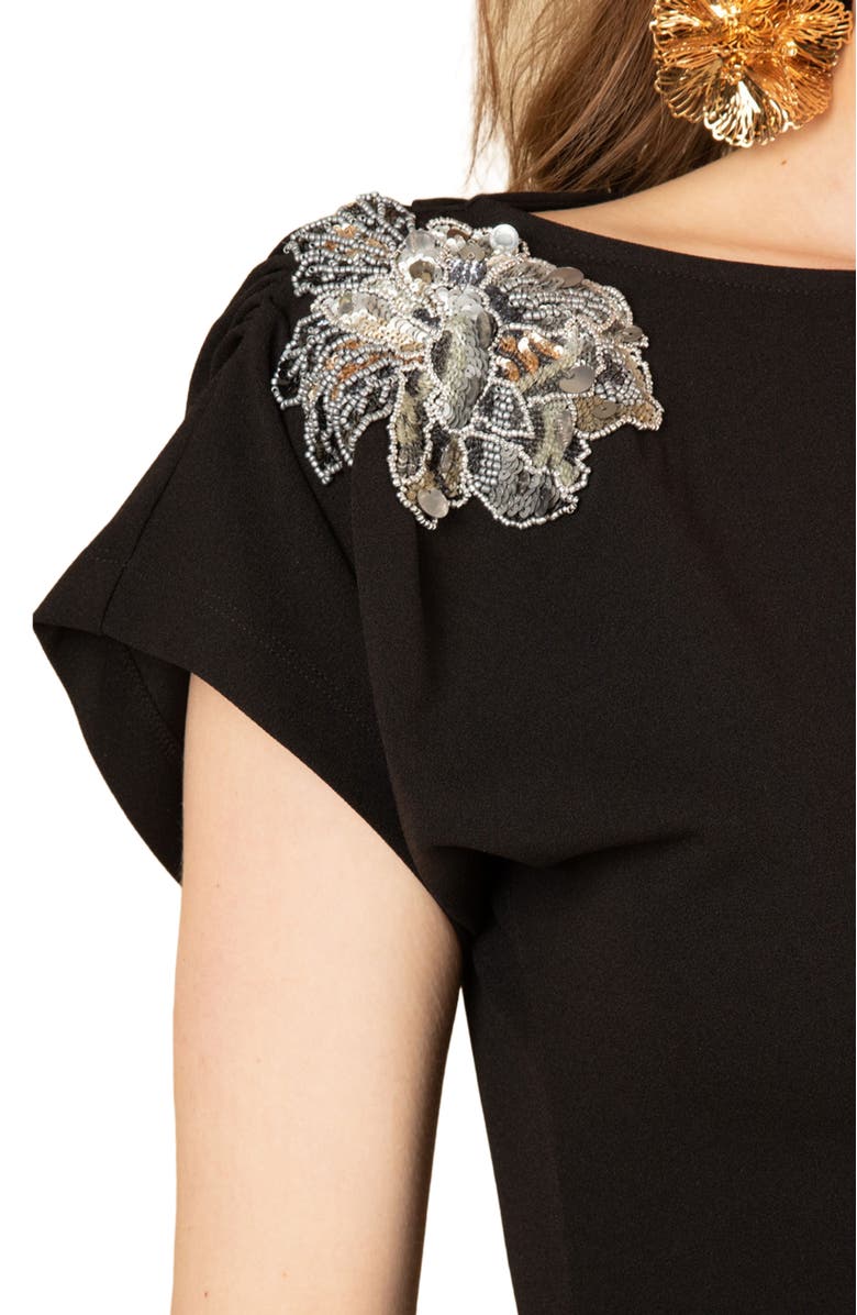 Hale Bob Zainab Midi Beaded Dress, Alternate, color, Black