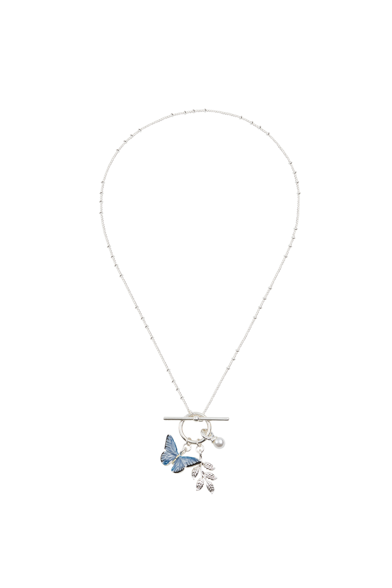 Blue Butterfly Necklace Silver, Alternate, color, Blue & Silver