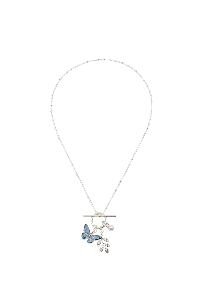 Fable England Blue Butterfly Necklace Silver, Alternate, color, Blue & Silver