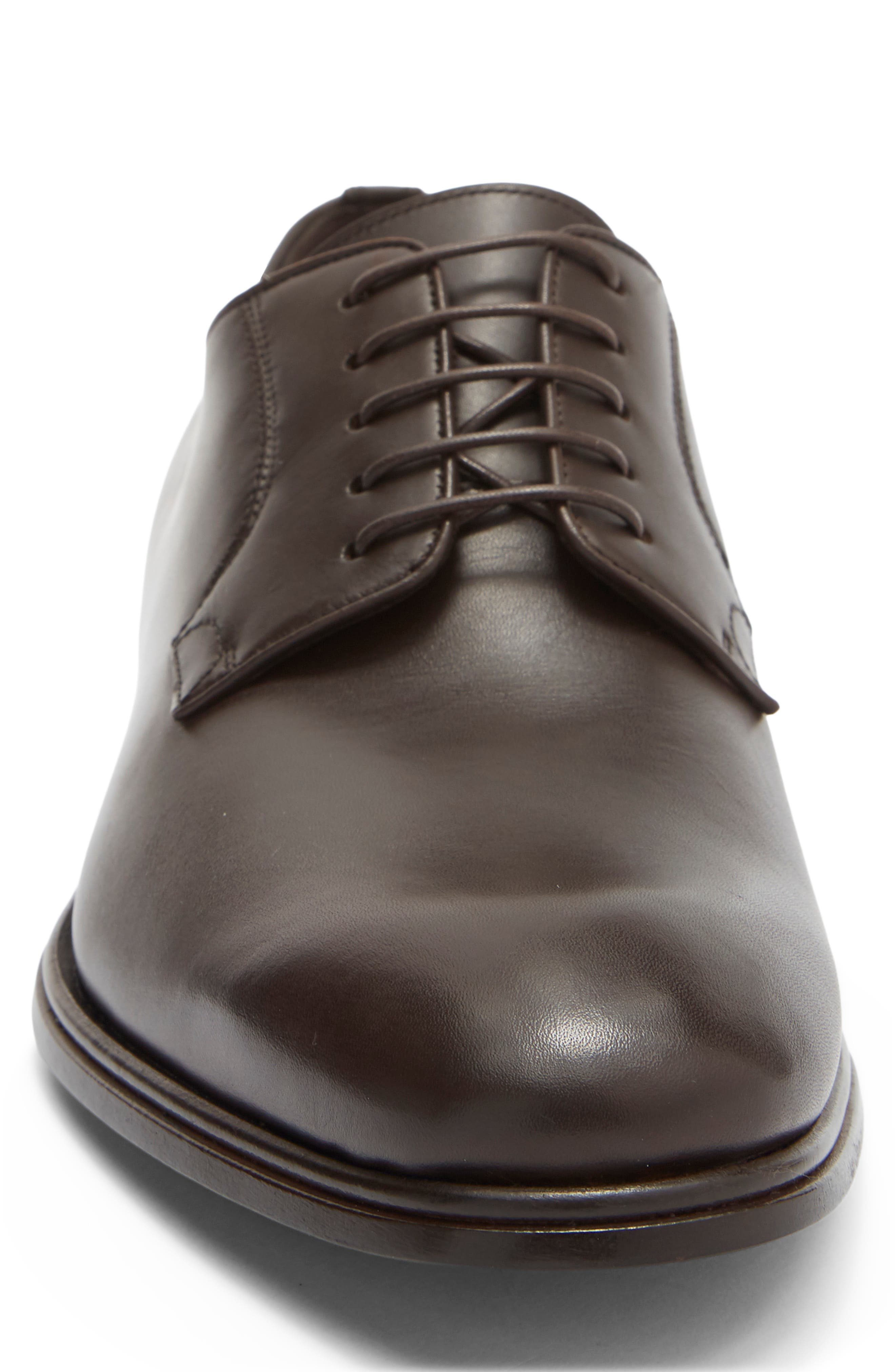FERRAGAMO Leather Derby, Alternate, color, Brown