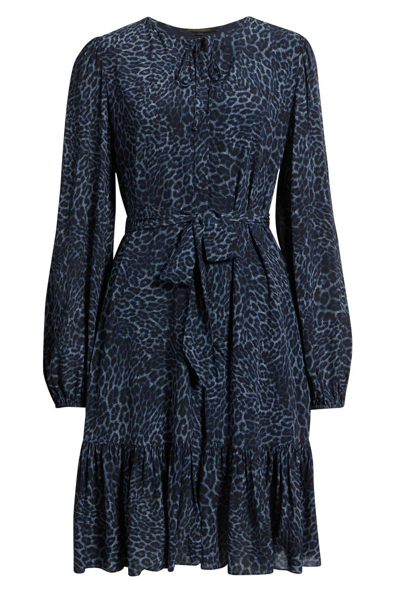 Cheryl Print Ruffle Hem Long Sleeve Dress, Alternate, color, MIDNIGHT MULTI