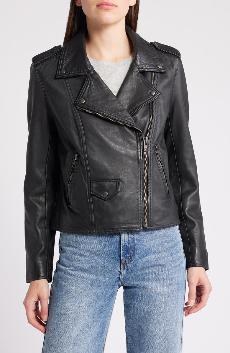 Treasure & Bond Leather Moto Jacket, Alternate, color, 