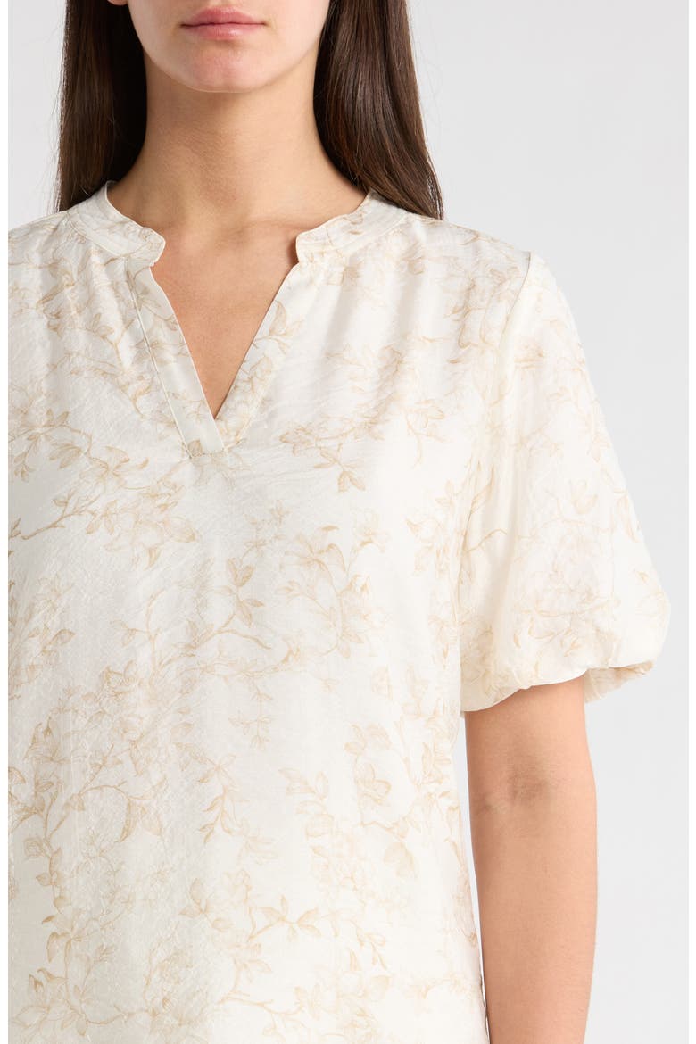 Floral Print Short Sleeve Top, Alternate, color, CAMEL