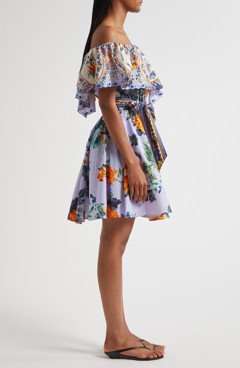 Camilla Luscious in Lisbon Off the Shoulder Belted Organic Cotton Dress, Alternate, color, Luscious In Lisbon