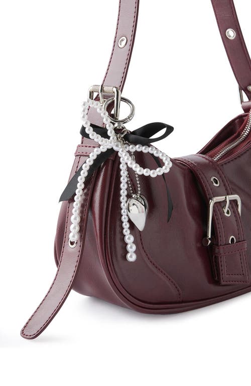 Rubi Shoes Bag Charm In Pearl Bow Silver Heart