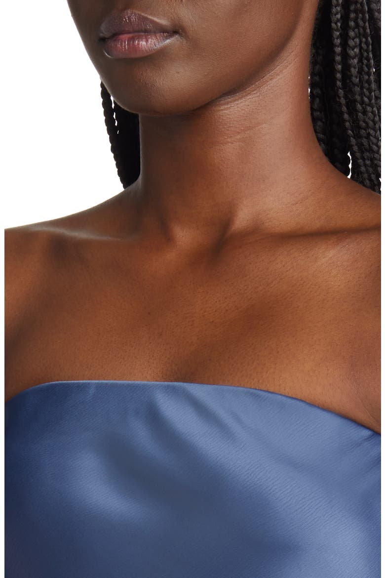 Strapless Matte Satin Bias Cut Gown, Alternate, color, SLATE