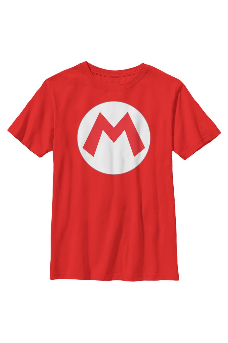 Boy's Nintendo Mario Circle Icon  Graphic T-Shirt, Main, color, Red