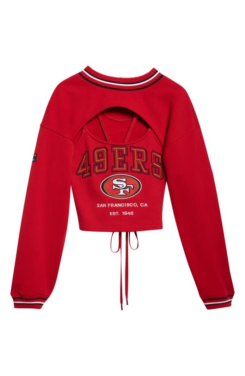Off Season Nfl Cutout Laced Back Graphic Sweatshirt In Red