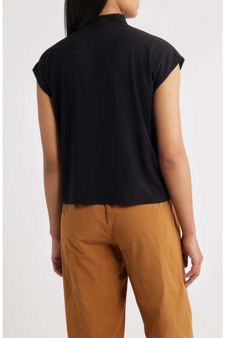 Cap Sleeve Boxy Top, Alternate, color, BLACK