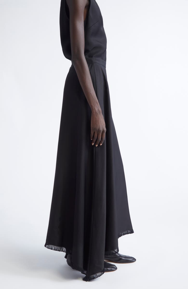 FFORME Ash Drape Fringe Trim Maxi Skirt, Alternate, color, Black
