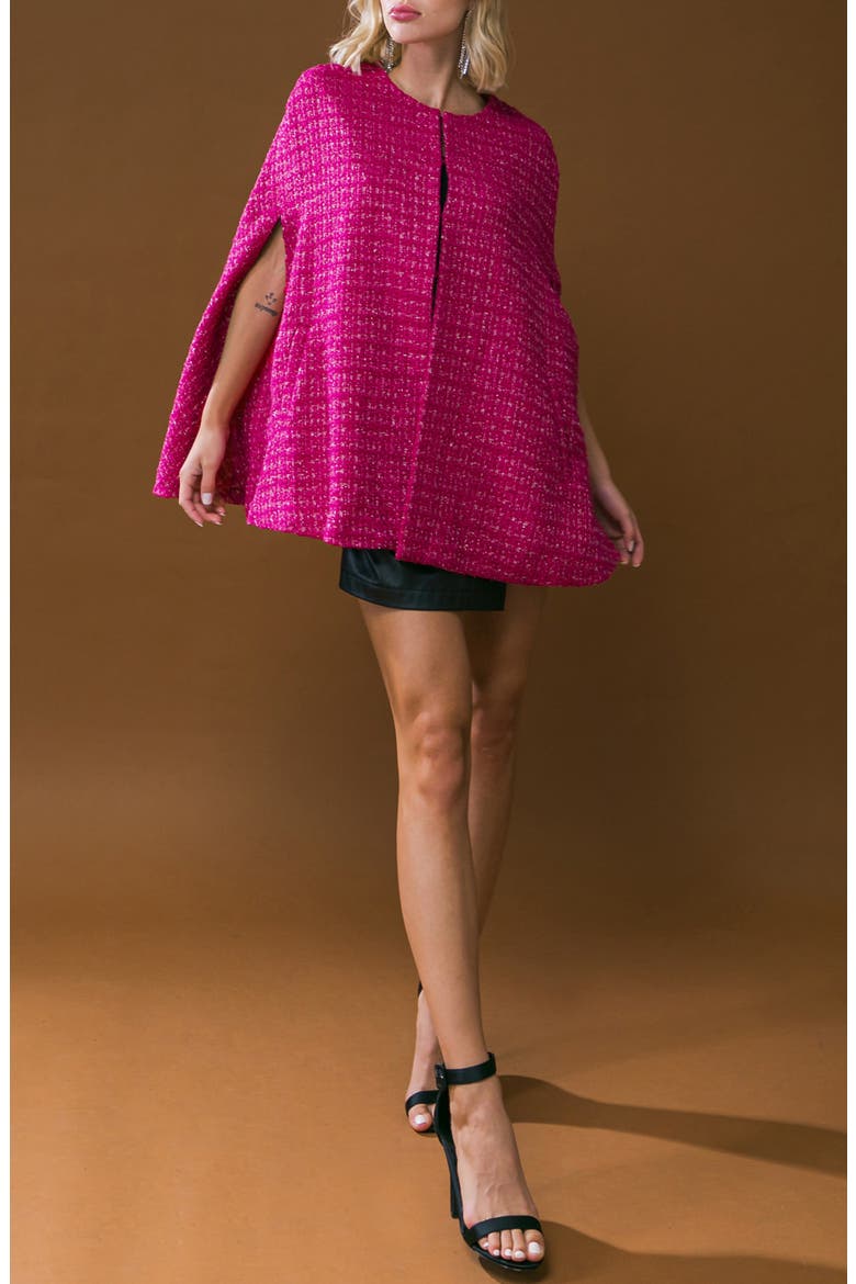 Tweed Cape, Alternate, color, FUCHSIA