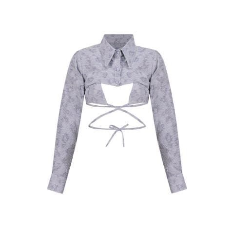 Jacquard Layered Crop Shirt