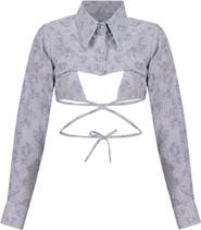 ÚCHÈ Jacquard Layered Crop Shirt