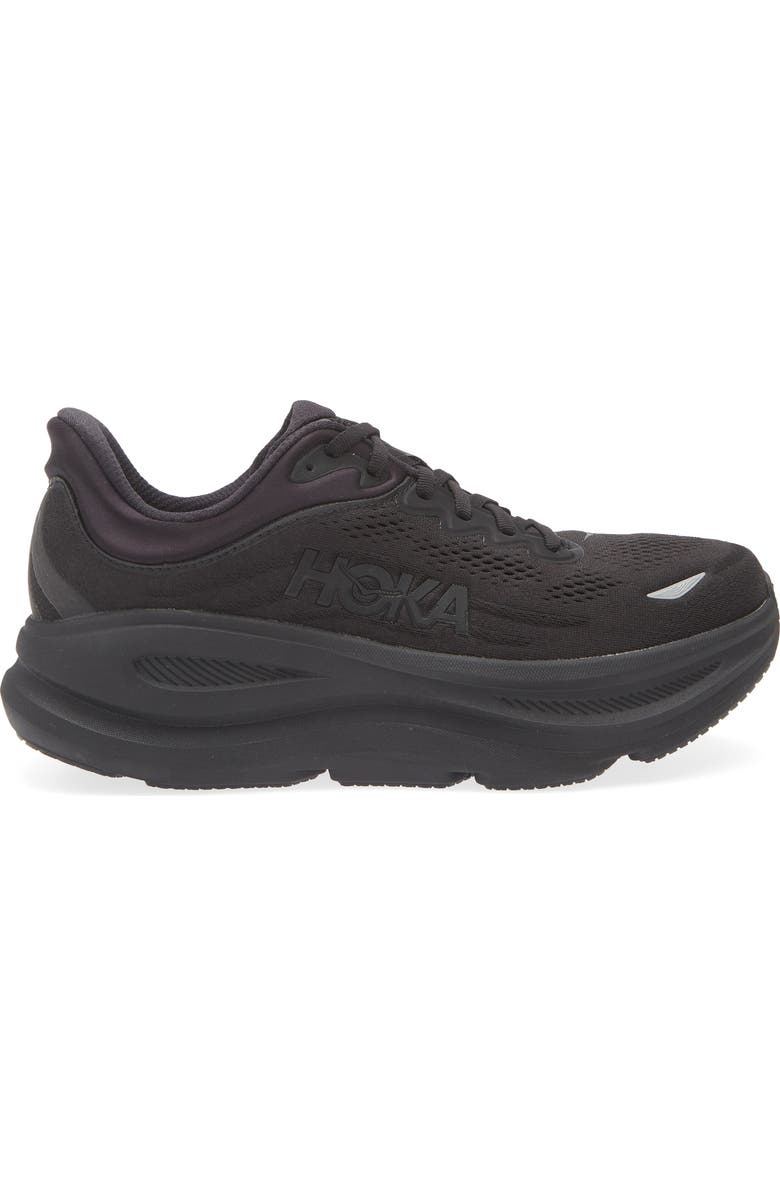 HOKA Bondi 9 Running Shoe, Alternate, color, Black / Black