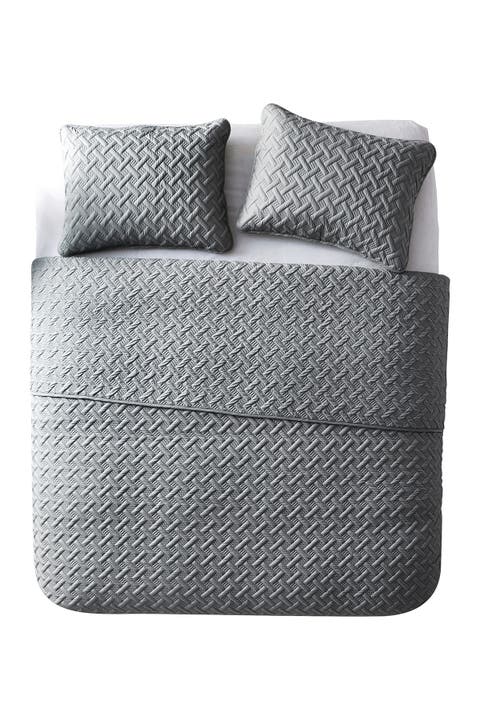 Nina Embossed Basketweave Quilt Set - Twin