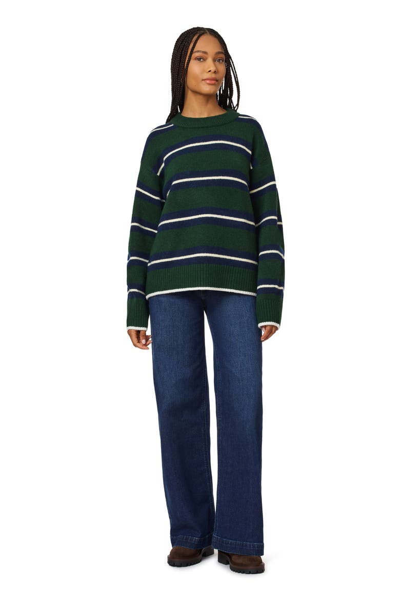 Striped Crewneck Sweater, Alternate, color, SCARAB/ OCEAN CAVERN
