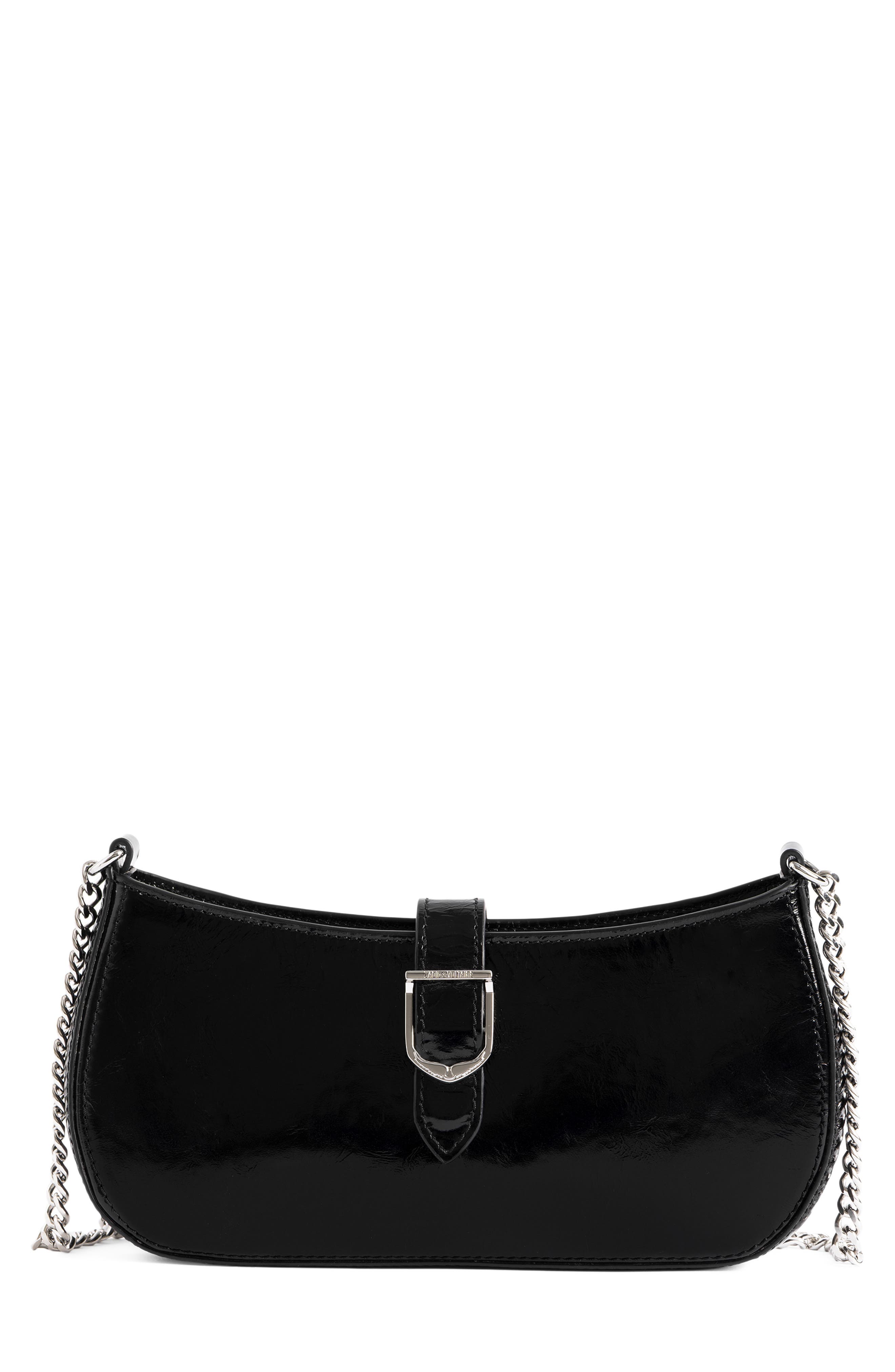 Zadig & Voltaire Janis Leather Shoulder Bag, Main, color, Black