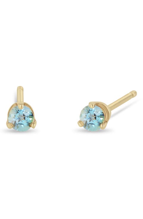 14K Gold Stone Stud Earrings