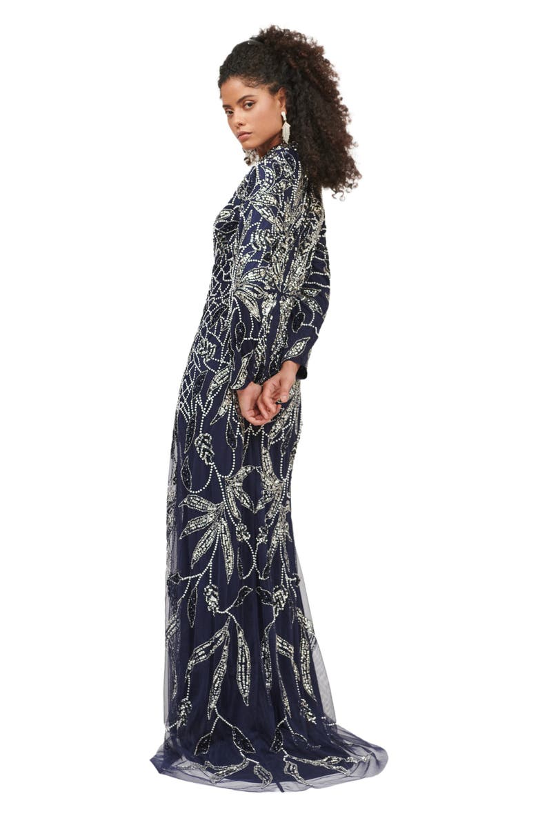 MARYISA Occasion Modest Embellished Sequin Beaded Evening Maxi Dress, Alternate, color, 