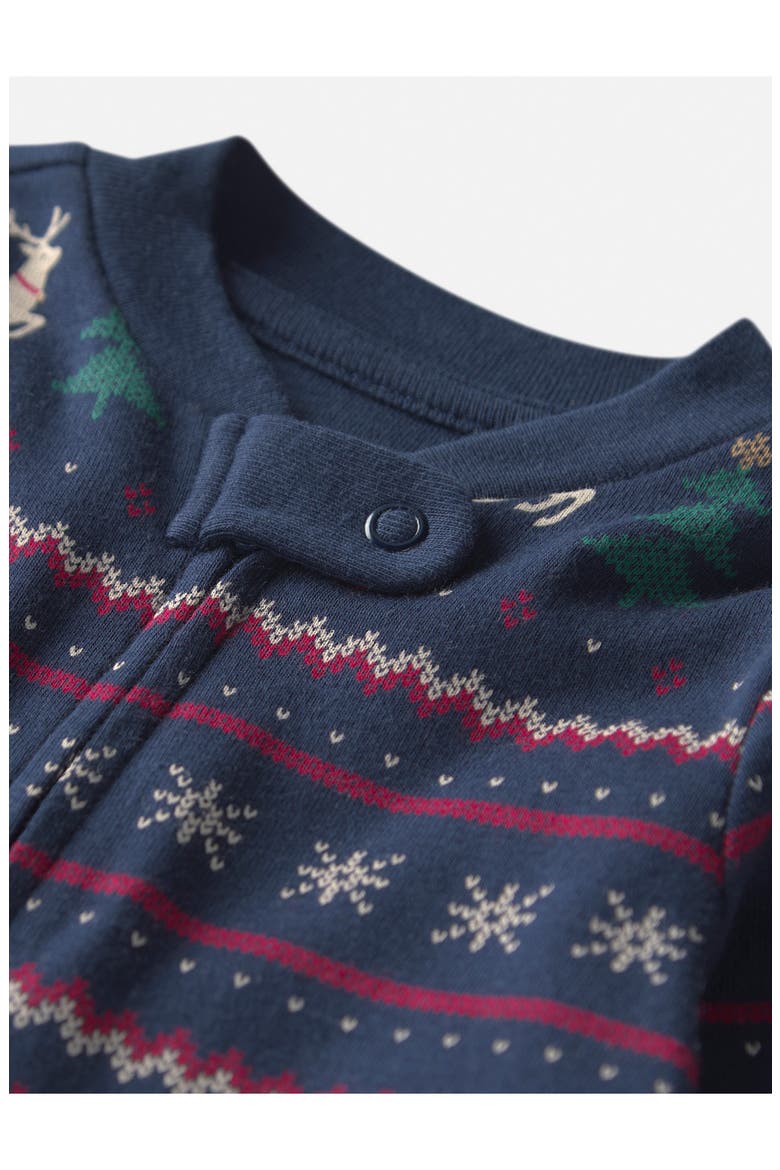 Print Organic Cotton Zip Footie, Alternate, color, REINDEER FAIRISLE