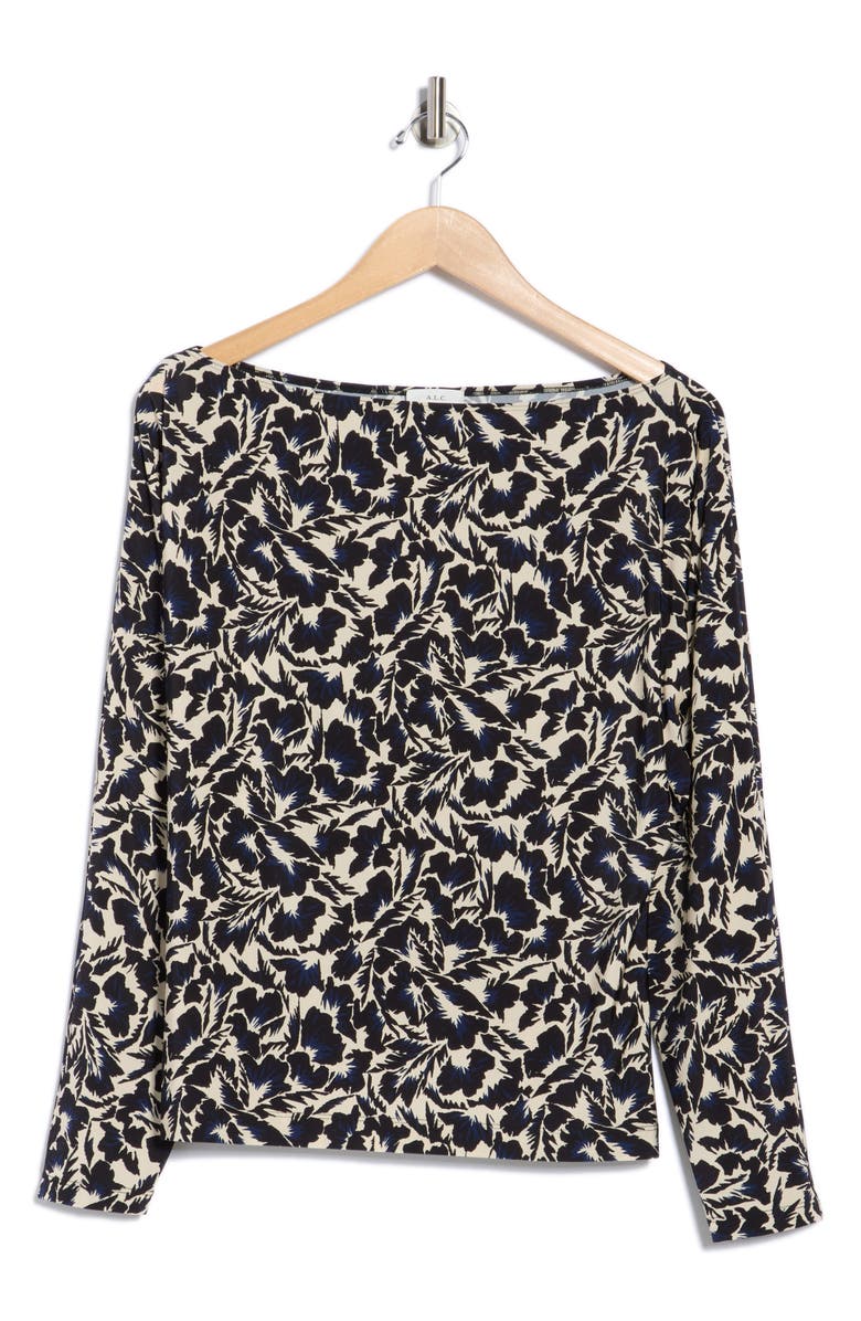 A.L.C. Tyler One-Shoulder Long Sleeve Top, Alternate, color, Navy/ Cream