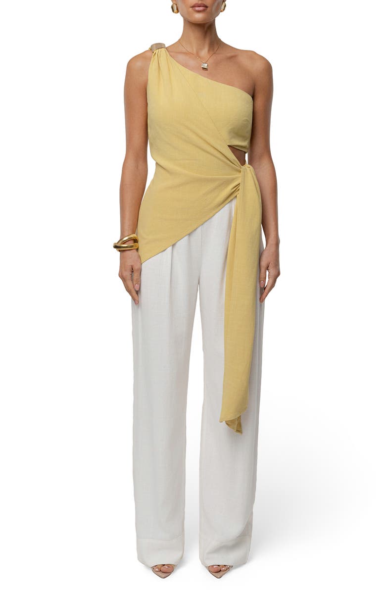 JLUXLABEL Palmera One-Shoulder Top, Alternate, color, Yellow