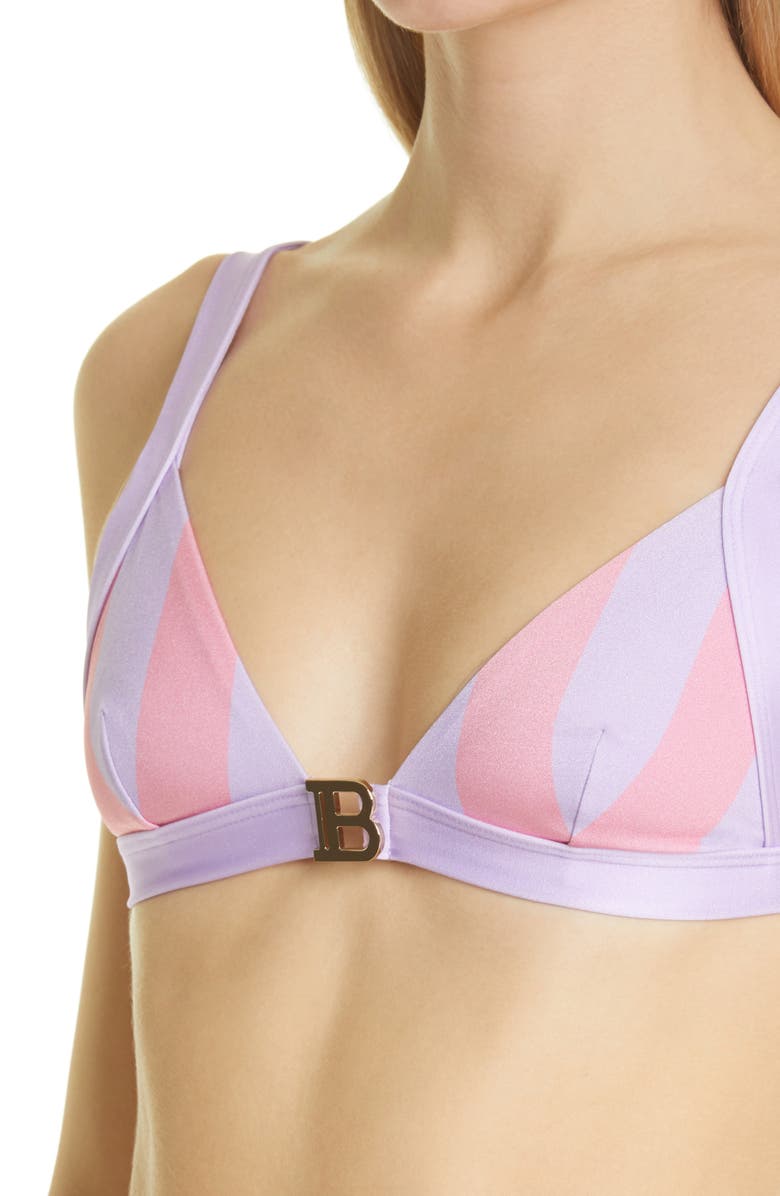 Balmain Stripe Two-Piece Swimsuit, Alternate, color,