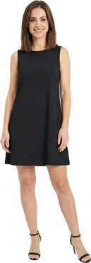 24seven Comfort Apparel Essential Petite Round Neck Sleeveless A-Line Mini Shift Dress