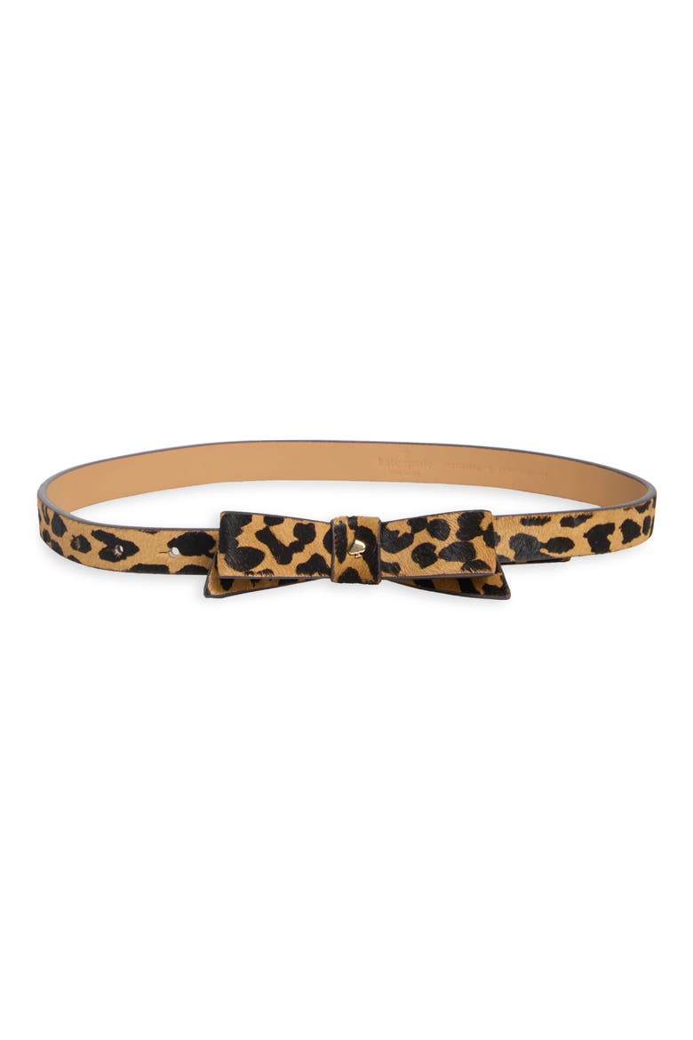 genuine calf hair bow belt, Main, color, LT TOBACCO/ POLISHED GOLD
