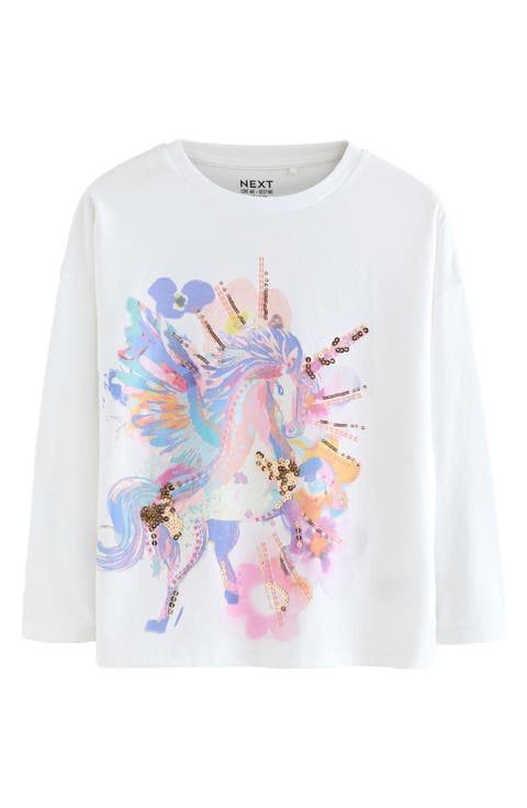 Kids' Unicorn Long Sleeve Cotton Graphic T-Shirt (Little Kid & Big Kid)