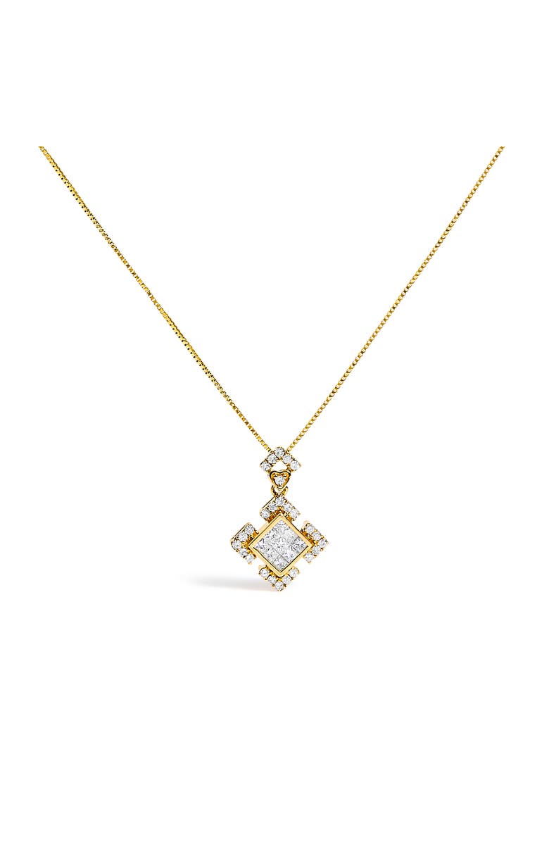 Haus of Brilliance 10K Yellow Gold 3/8 Cttw Princess Diamond Geometric Pendant Necklace, Main, color, Yellow Gold