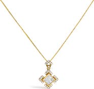 Haus of Brilliance 10K Yellow Gold 3/8 Cttw Princess Diamond Geometric Pendant Necklace