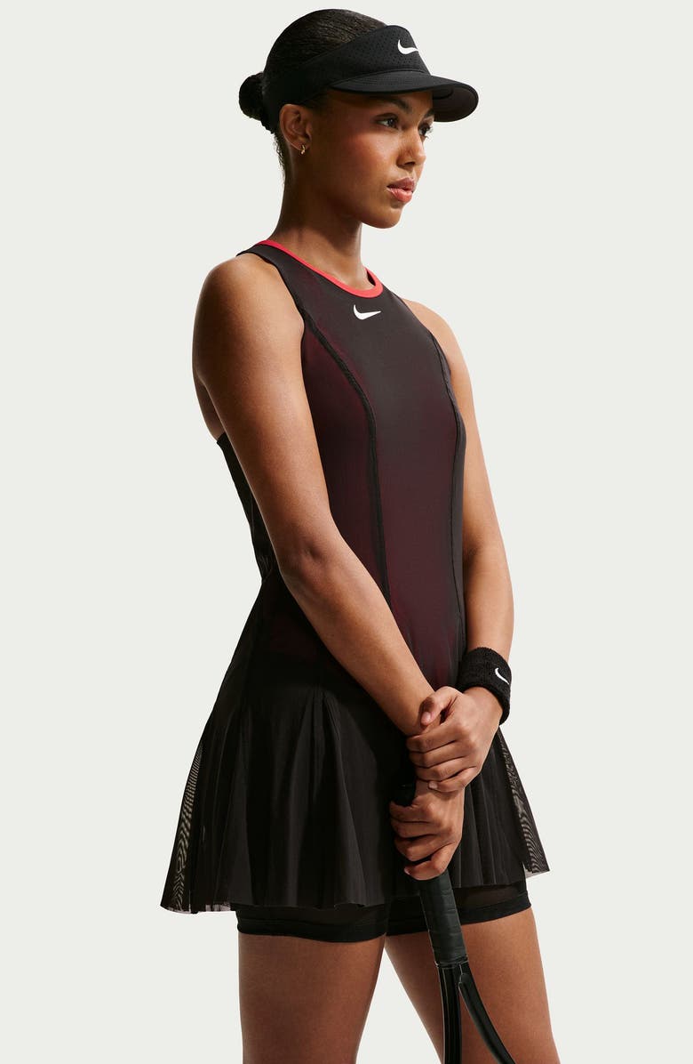 Nike Court Slam Tennis Dress, Alternate, color, Black/ Lt Crimson/ White