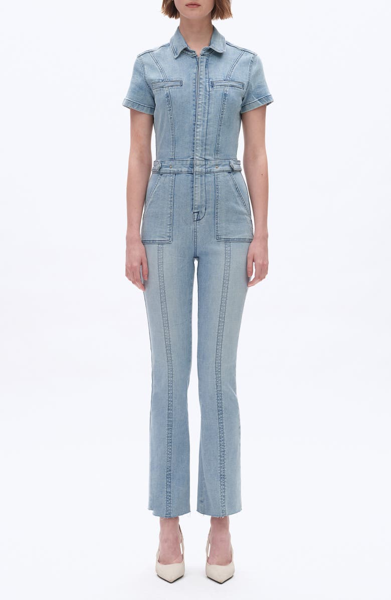 Bayeas Horse Hoof Denim Jumpsuit, Main, color, Soft Cyan