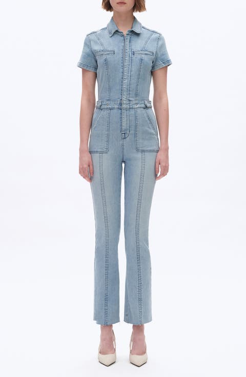Horse Hoof Denim Jumpsuit (Soft Cyan)