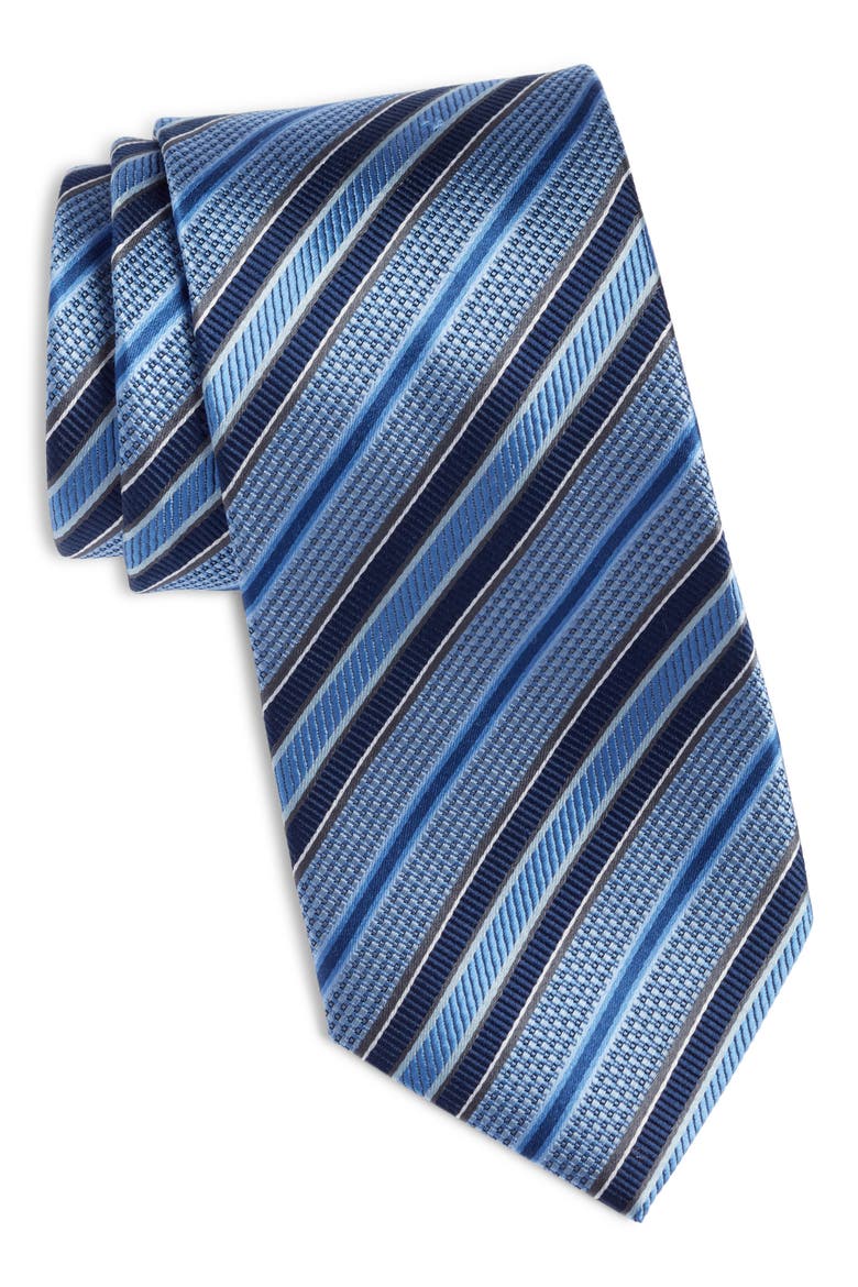 Stripe Silk Tie, Main, color, LT BLUE