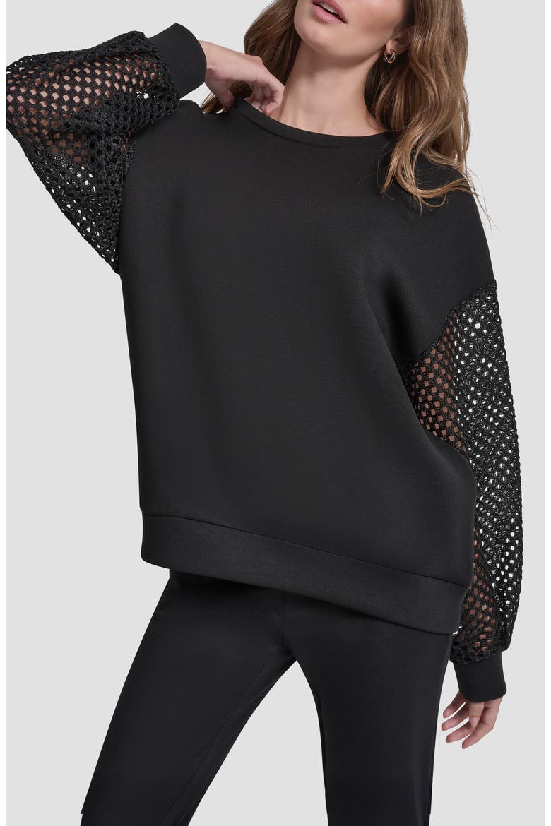 Fauchet Sleeve Pullover Top, Main, color, BLACK/BLACK