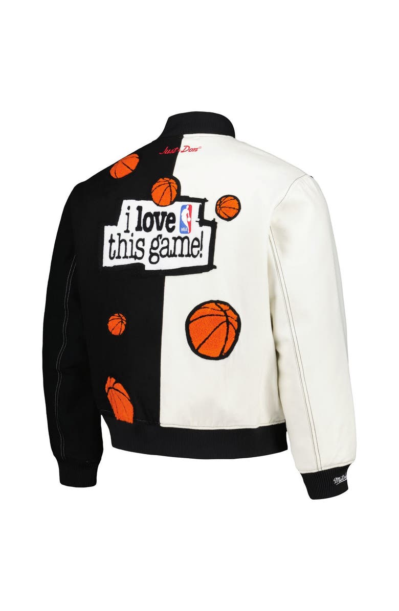 Mitchell & Ness Men's Mitchell & Ness x Just Don Black/White NBA I Love This Game! Full-Snap Jacket, Alternate, color, 
