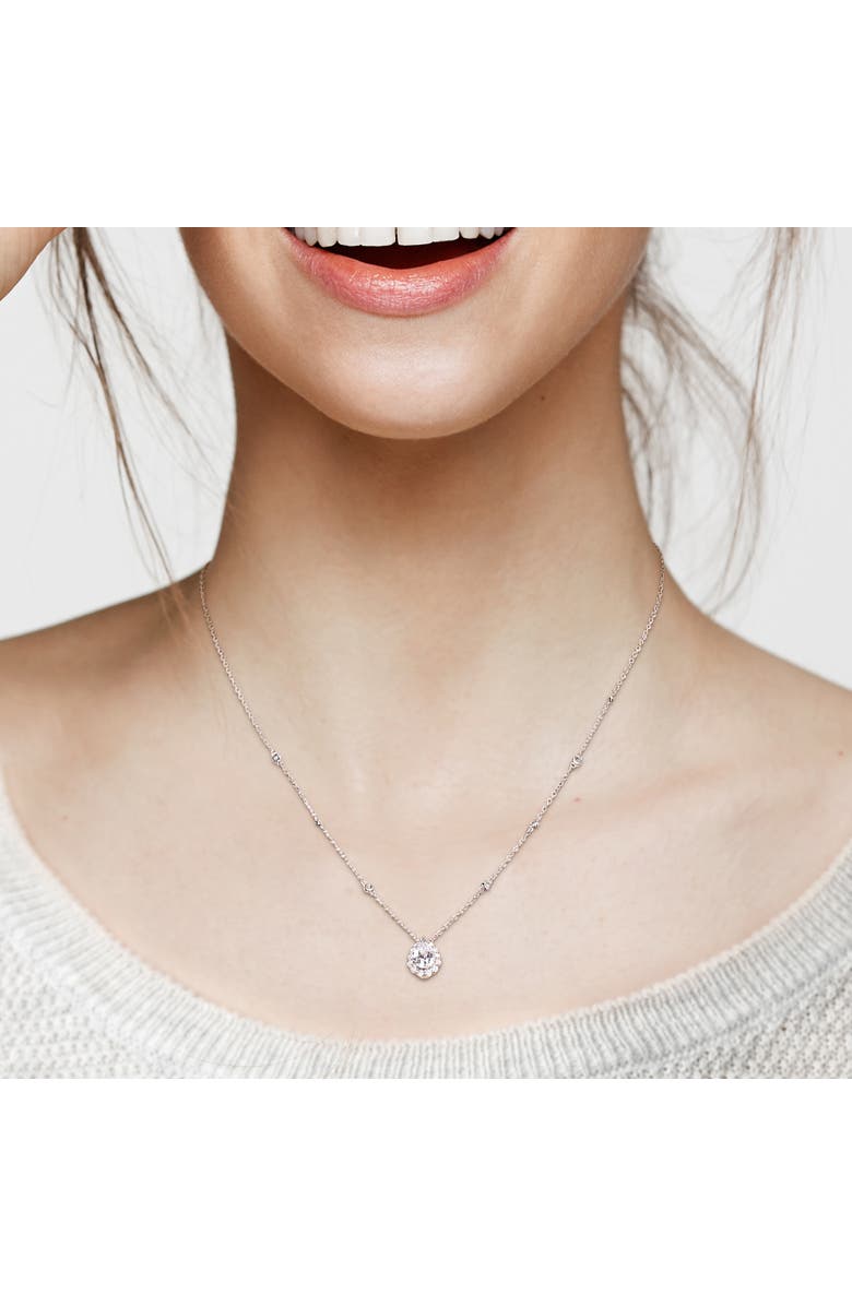 Julianna B. Moissanite Halo Pear Necklace, Alternate, color, Sterling Silver