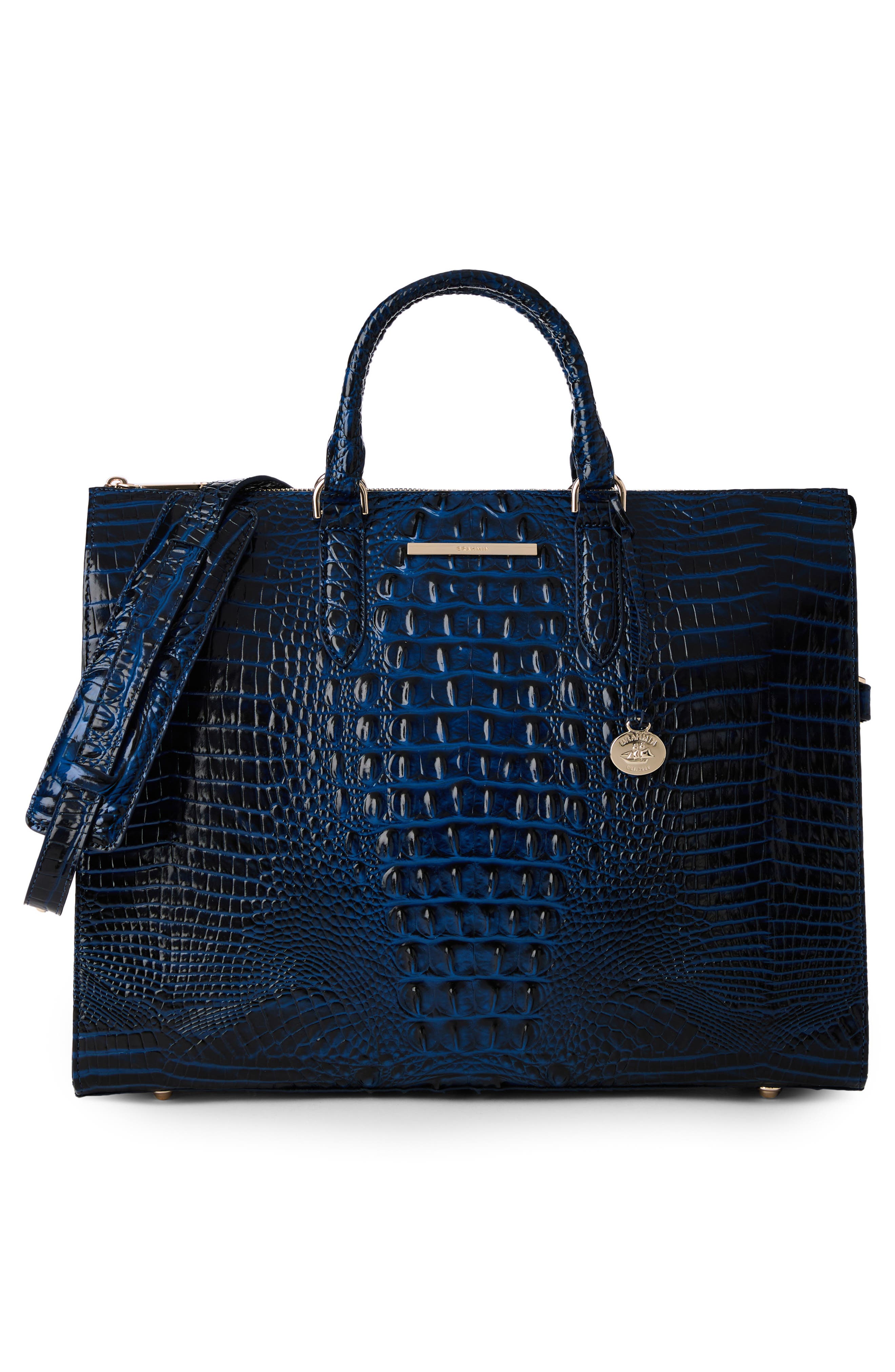 Brahmin Business Croc Embossed Leather Tote, Alternate, color, Anchor