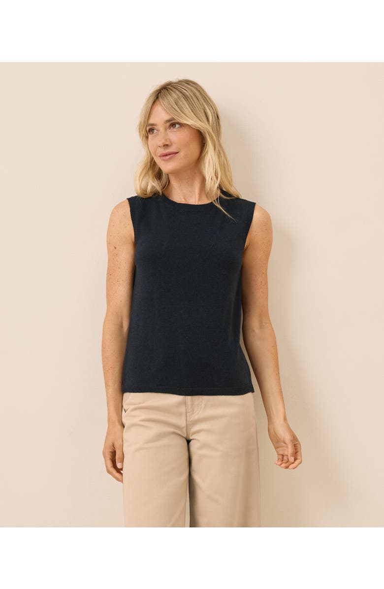 Pact Organic Classic Fine Knit Shell, Main, color, Midnight Blue Heather
