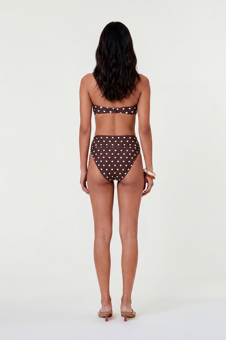 Nerida Bandeau Top, Alternate, color, Espresso / Ivory Polka Dot