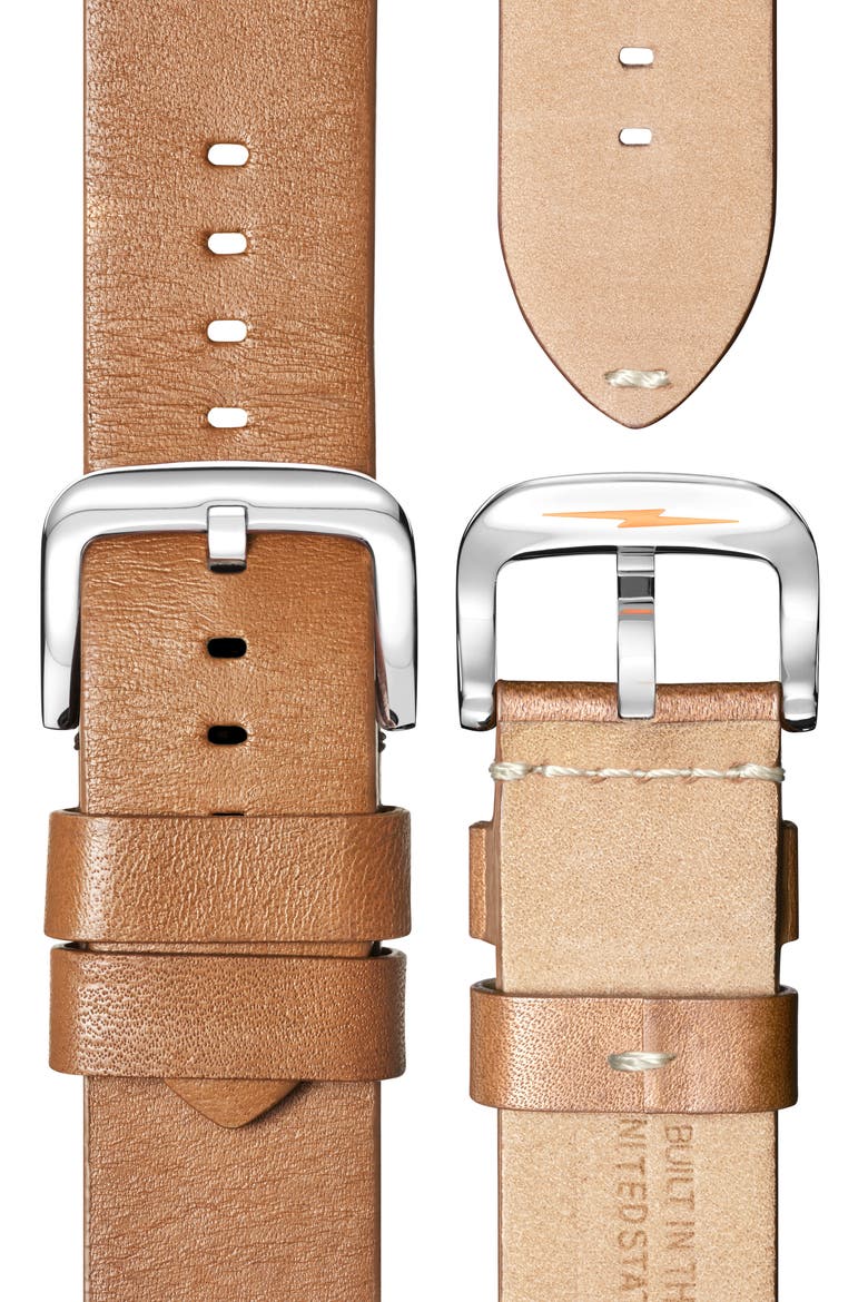 The Runwell Chrono Leather Strap Watch, 47mm, Alternate, color, WHITE