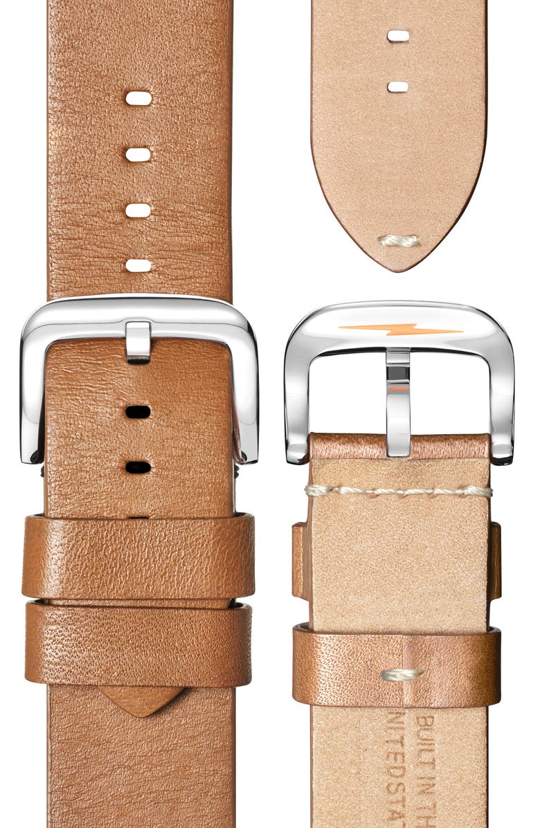 Shinola Runwell Chronograph Leather Strap Watch, 47mm, Alternate, color, Beige