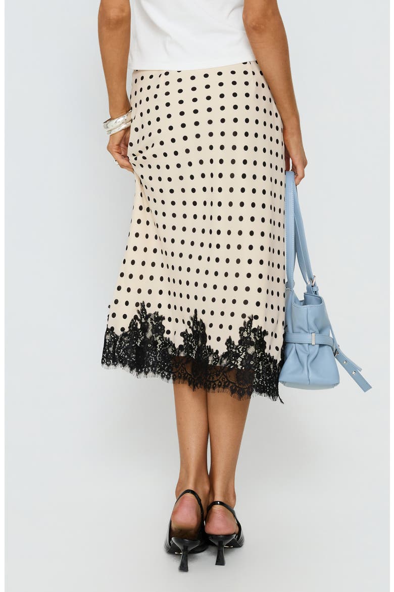 Downtown Scene Lace Trim Skirt, Alternate, color, CREAM POLKA
