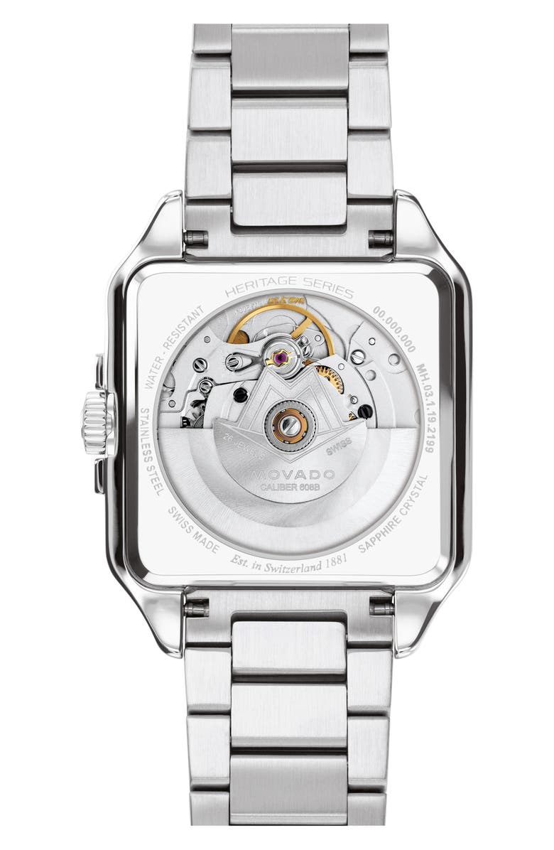 Movado The Heritage 1917 Leather Strap Watch, 35mm x 45.2mm, Alternate, color, Gray