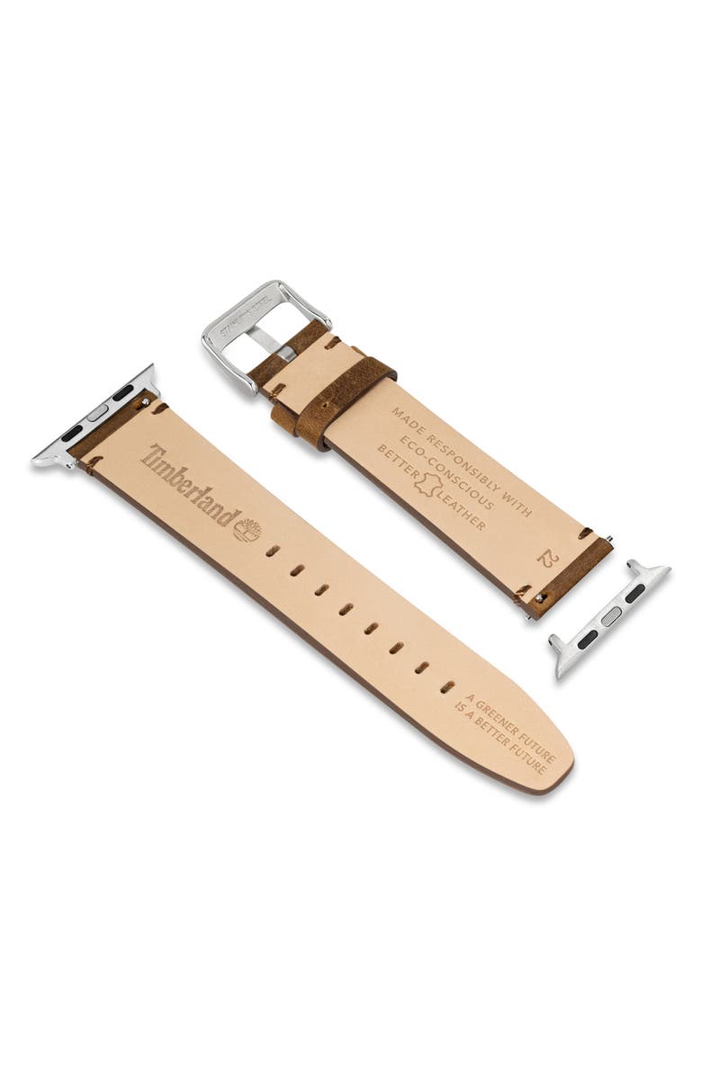 Timberland Leather 22mm Smart Watch Watchband, Alternate, color, Brown