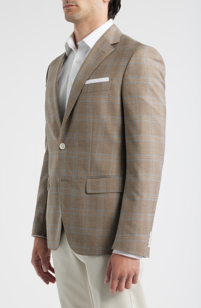 BOSS Hutson Slim Fit Brown Plaid Wool Sport Coat, Alternate, color, Open Brown