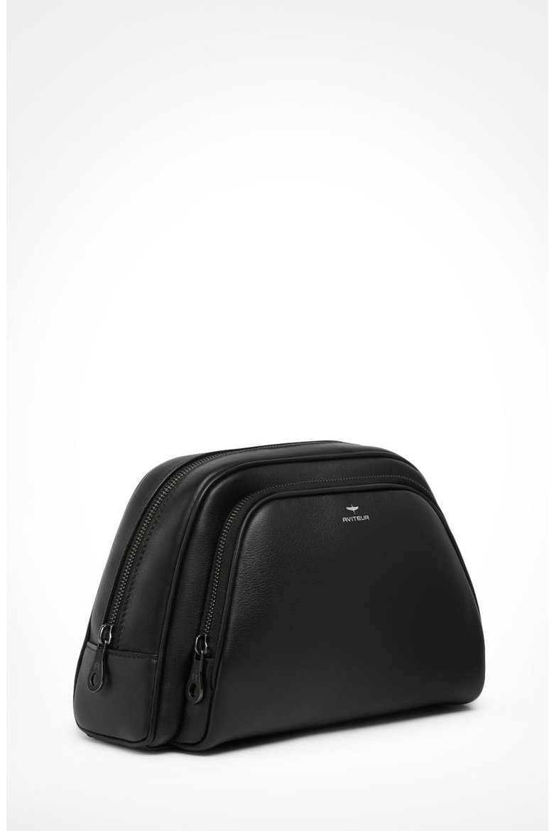 Necessaire Calfskin Zipped Toiletry Bag, Alternate, color, Black