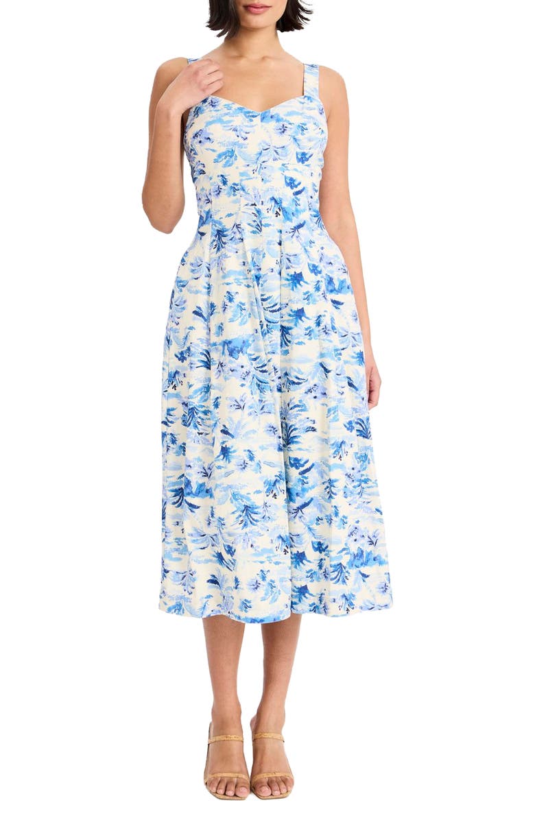 Maggy London Sleeveless Linen Blend Midi Dress, Main, color, 
